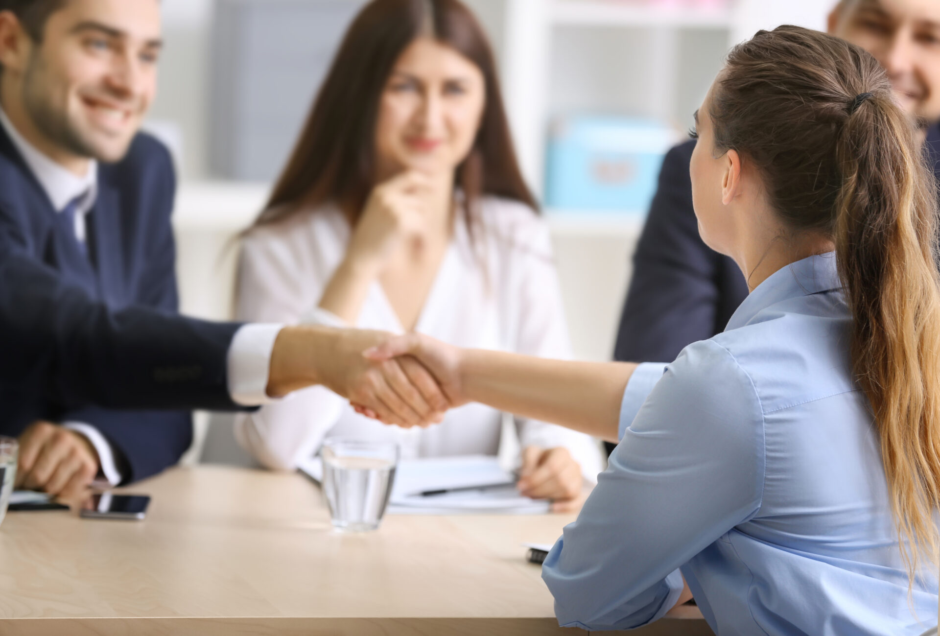 Job applicant having interview in office